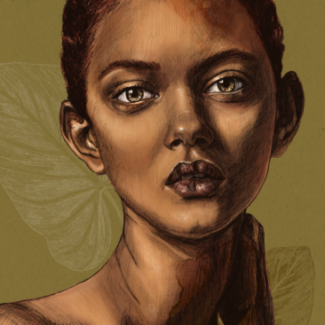 digitaal portret schilderij vrouw op maat gemaakt